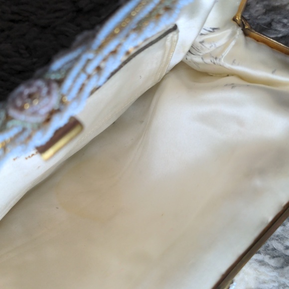 VTG Vintage French beaded bag, floral print - Picture 13 of 17